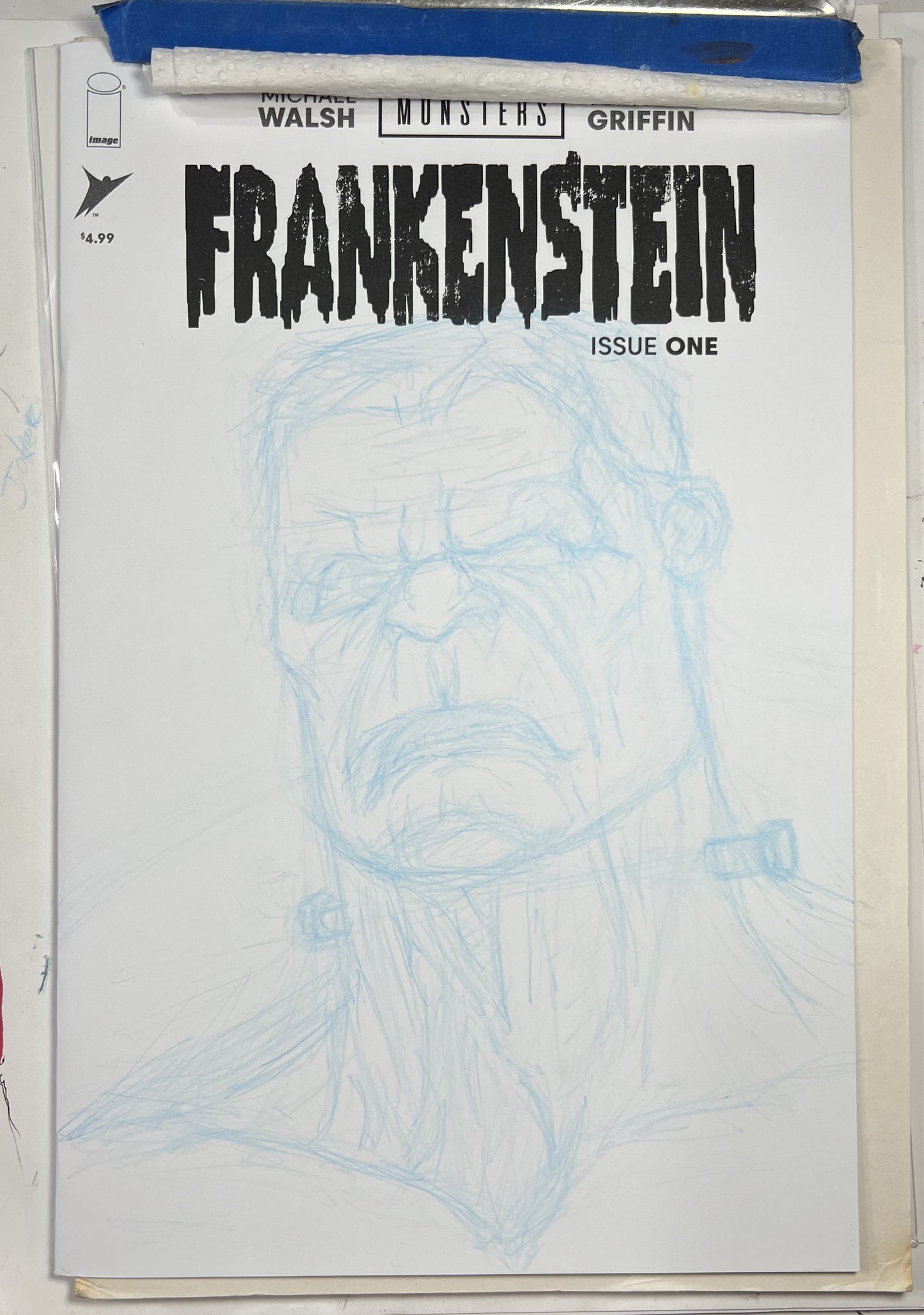 Image Comics Frankenstein #1 blank sketch cover variant with Frankenstein drawing