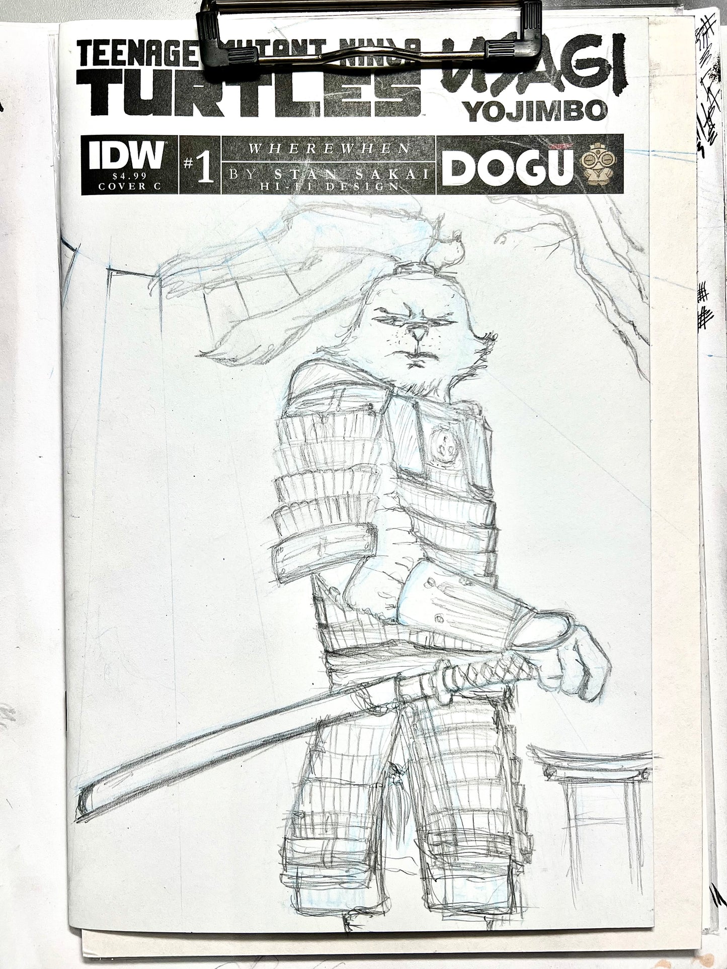IDW Comics TMNT Usagi Yojimbo #1 blank cover variant with Usagi drawing