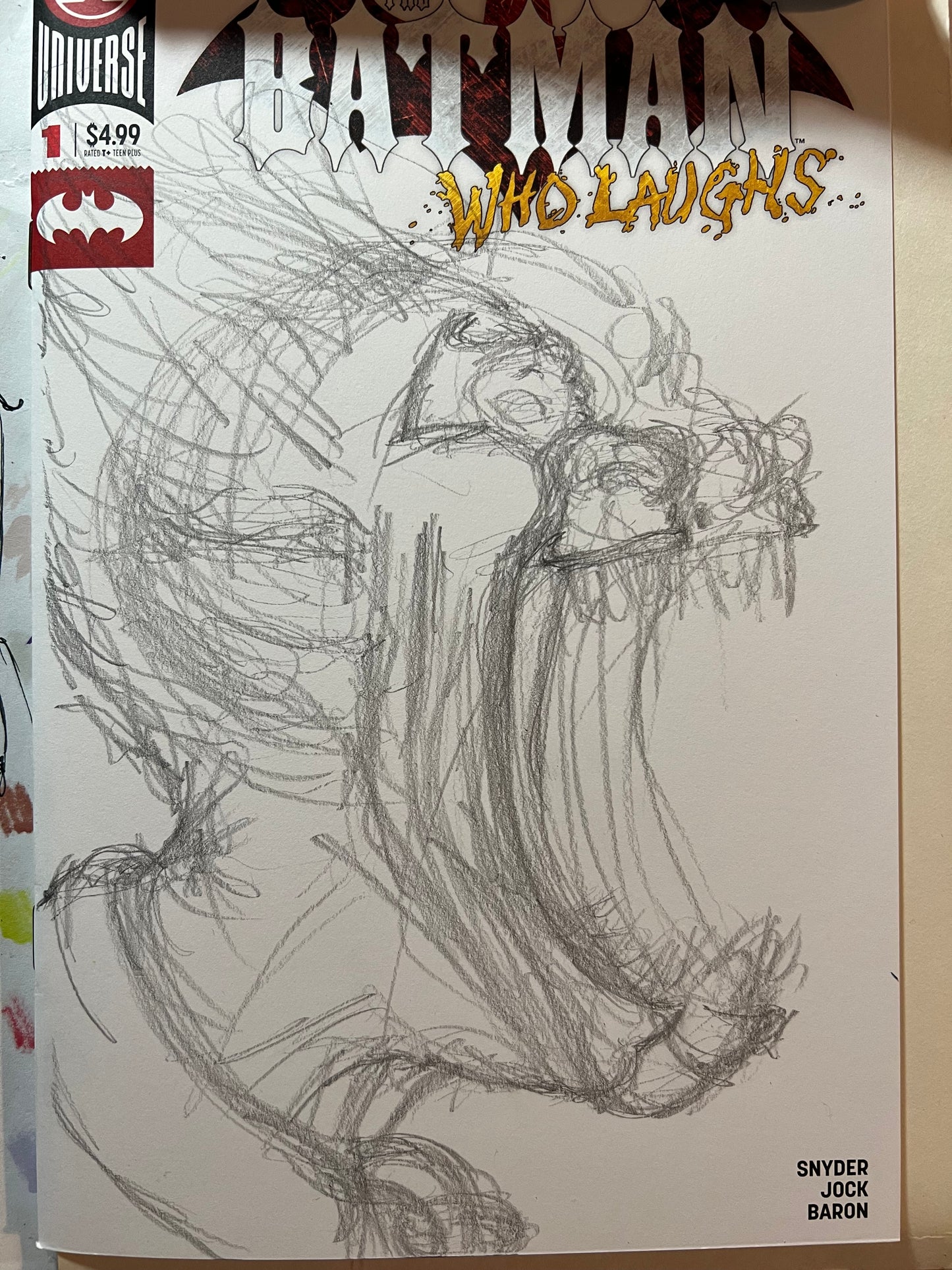 DC Comics Batman Who Laughs #1 Blank cover variant with Infected Robin drawing