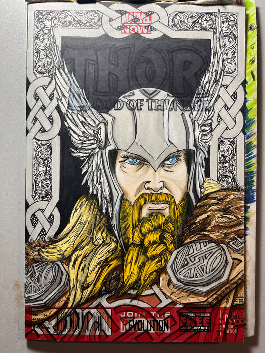 Marvel Comics Thor God of Thunder #1 blank sketch cover variant with Thor drawing