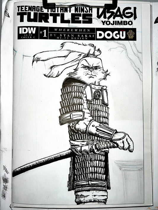 IDW Comics TMNT Usagi Yojimbo #1 blank cover variant with Usagi drawing