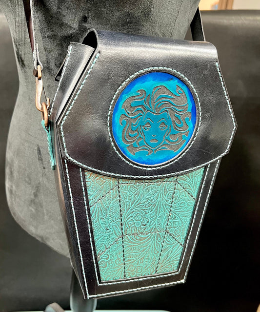 Madam Leota crossbody tombstone leather bag