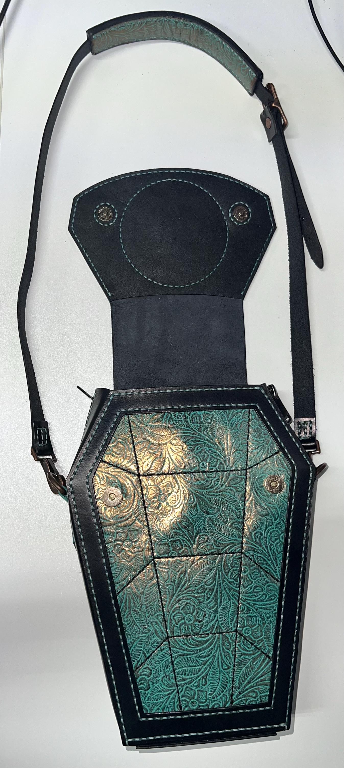 Madam Leota crossbody tombstone leather bag