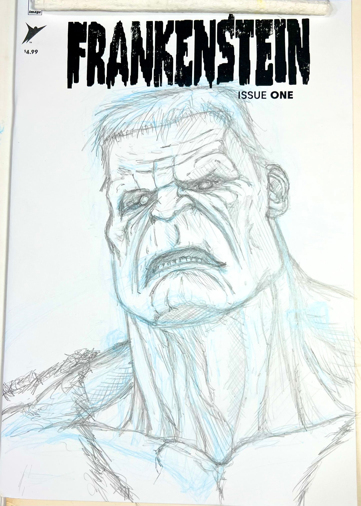 Image Comics Frankenstein #1 blank sketch cover variant with Frankenstein drawing