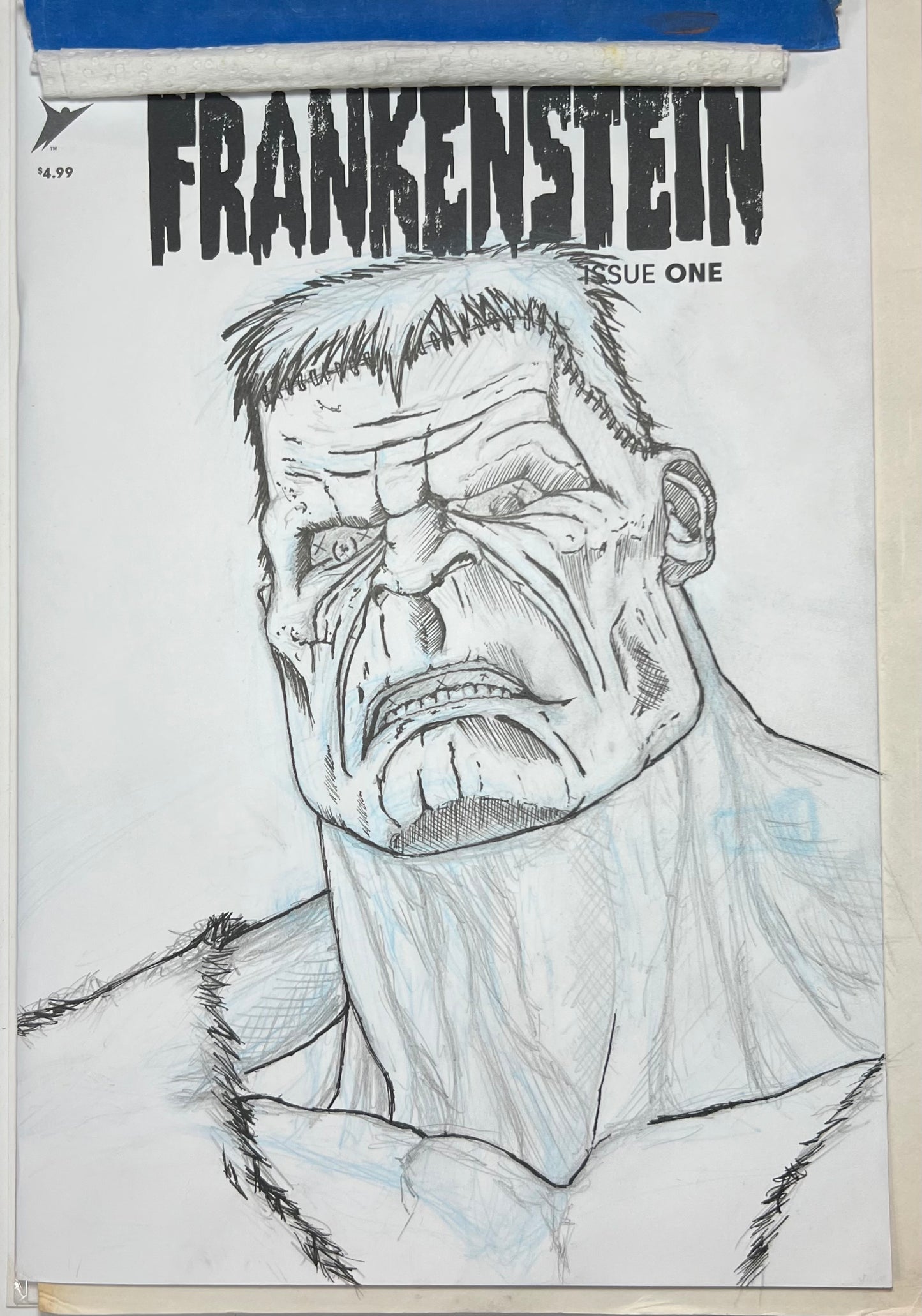 Image Comics Frankenstein #1 blank sketch cover variant with Frankenstein drawing