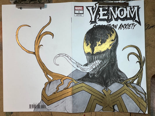 Marvel Comics Venom Separation Anxiety #1 blank sketch cover with Venom Drawing