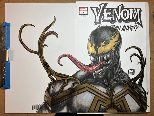 Marvel Comics Venom Separation Anxiety #1 blank sketch cover with Venom Drawing