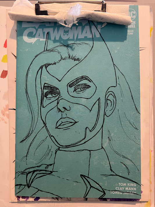 DC Comics Batman #50 blank cover variant with Huntress drawing