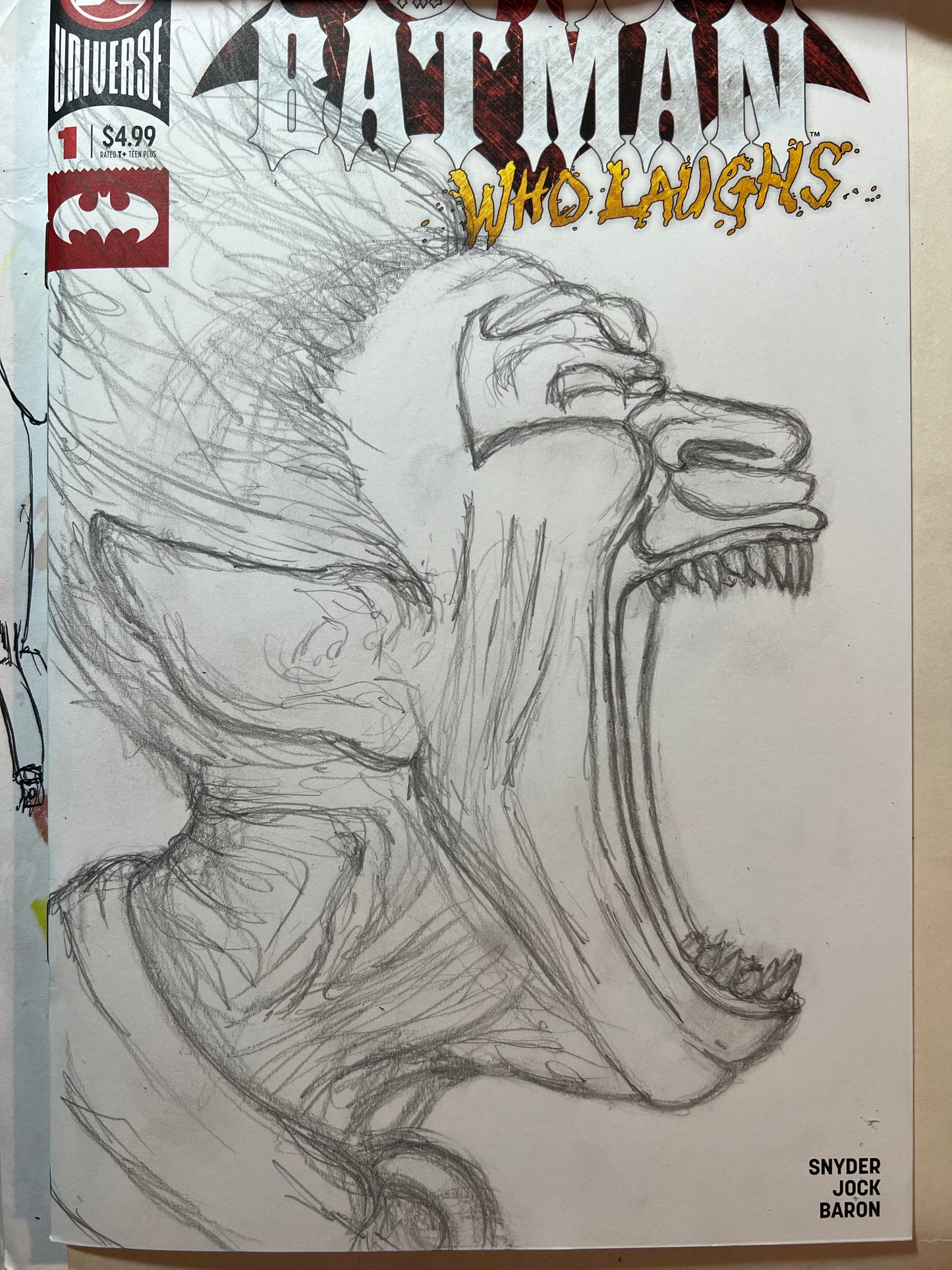 DC Comics Batman Who Laughs #1 Blank cover variant with Infected Robin drawing