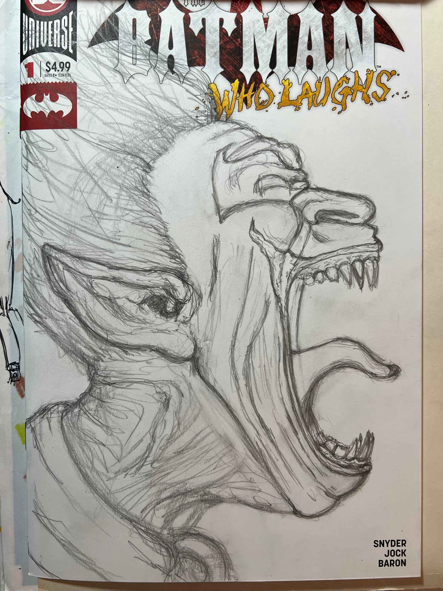 DC Comics Batman Who Laughs #1 Blank cover variant with Infected Robin drawing
