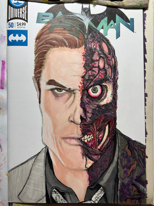 DC Comics Batman #50 blank cover variant with Two-Face drawing