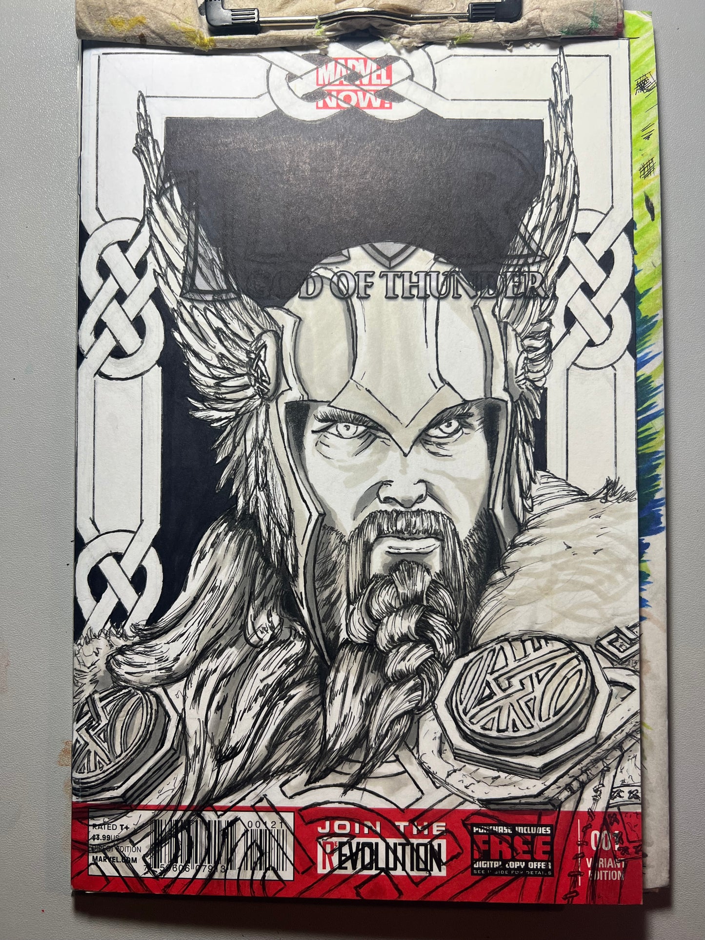 Marvel Comics Thor God of Thunder #1 blank sketch cover variant with Thor drawing