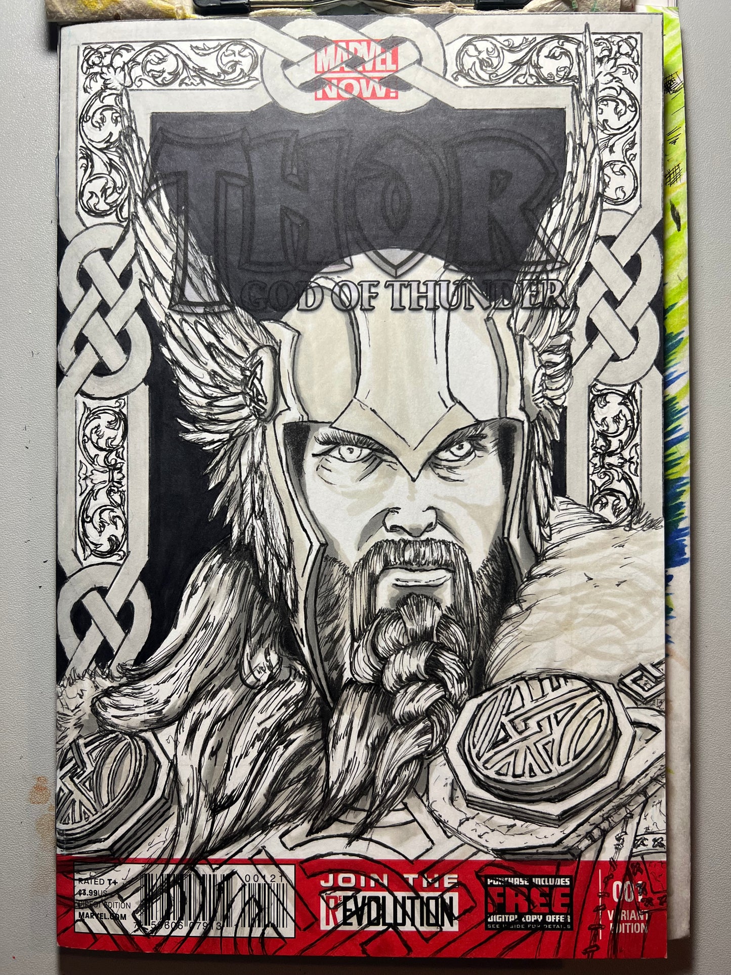 Marvel Comics Thor God of Thunder #1 blank sketch cover variant with Thor drawing