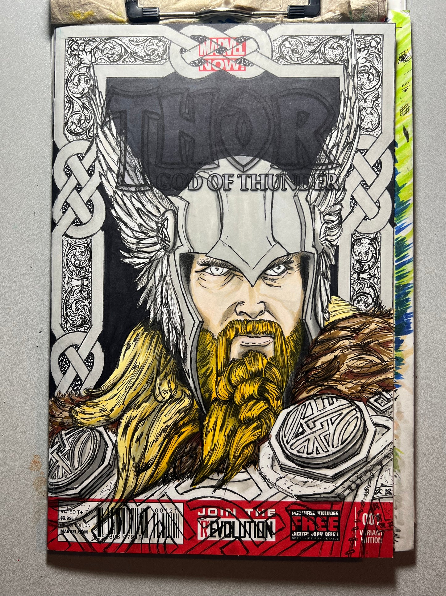 Marvel Comics Thor God of Thunder #1 blank sketch cover variant with Thor drawing