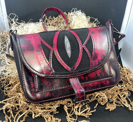 Evil eye stingray leather crossbody purse