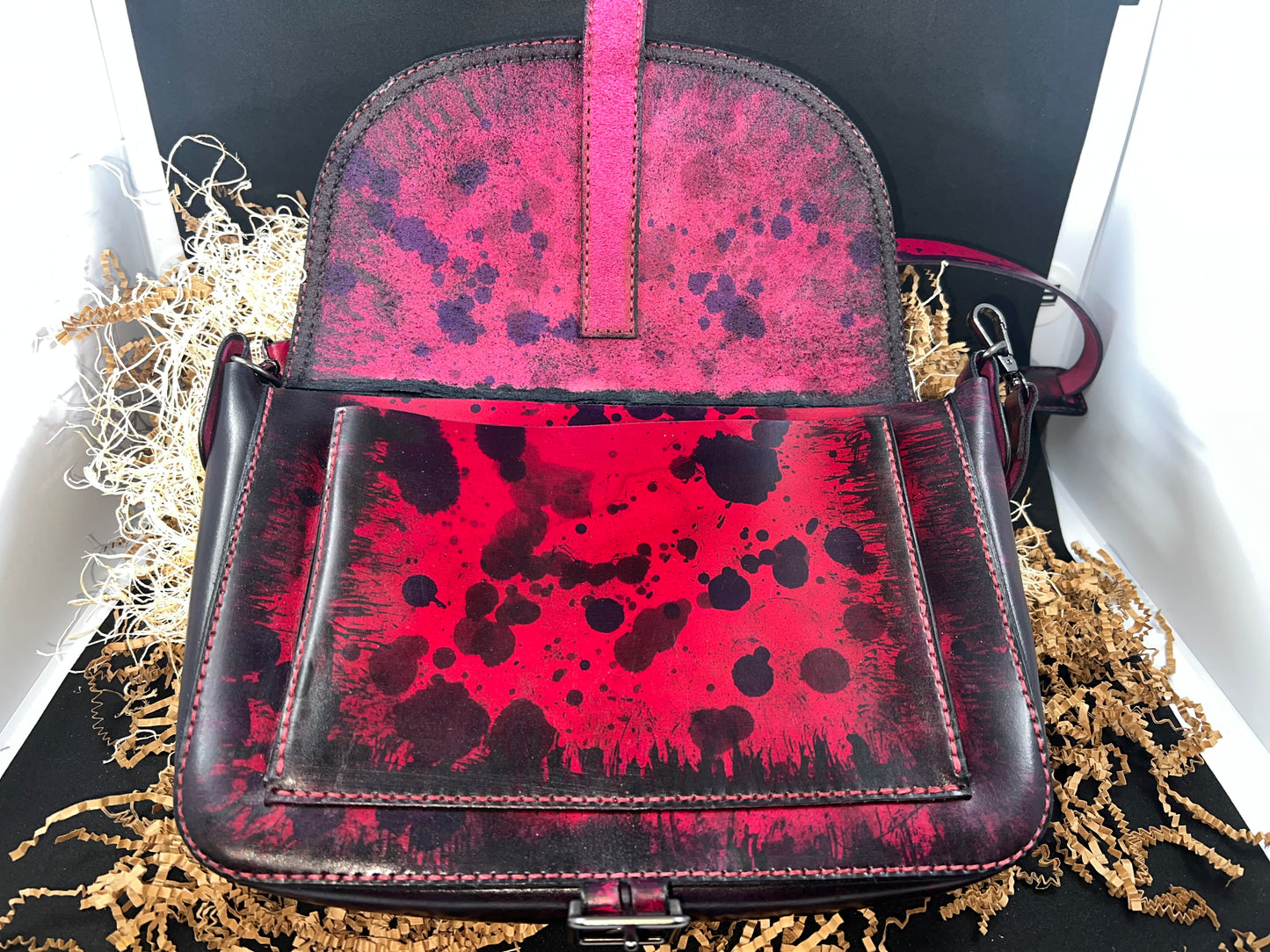 Evil eye stingray leather crossbody purse