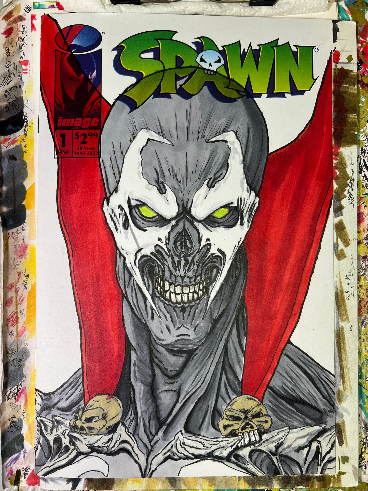 Image Comics Spawn #1 blank cover variant with Spawn drawing