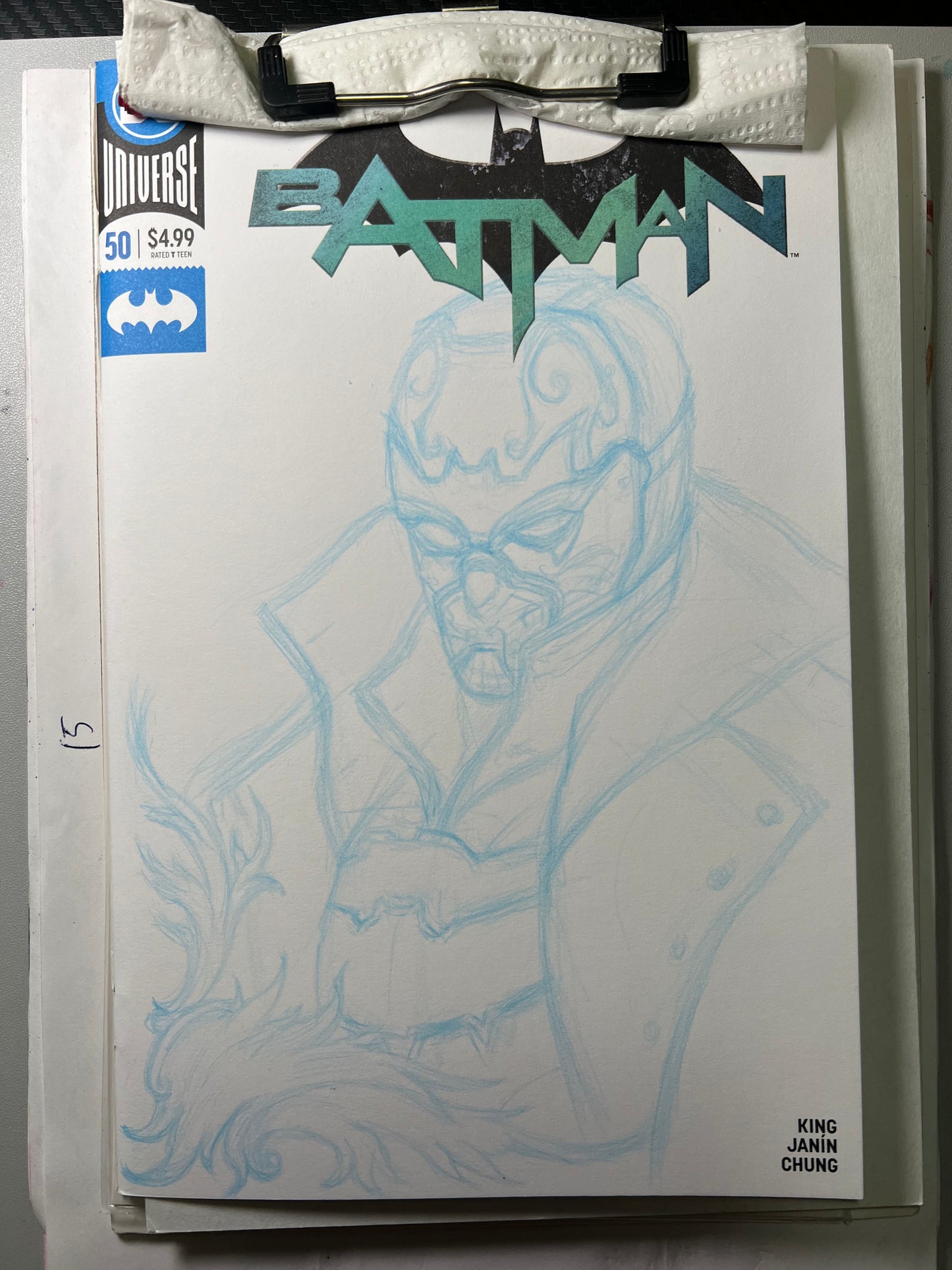 DC Comics Batman #50 blank cover variant with Red Hood drawing