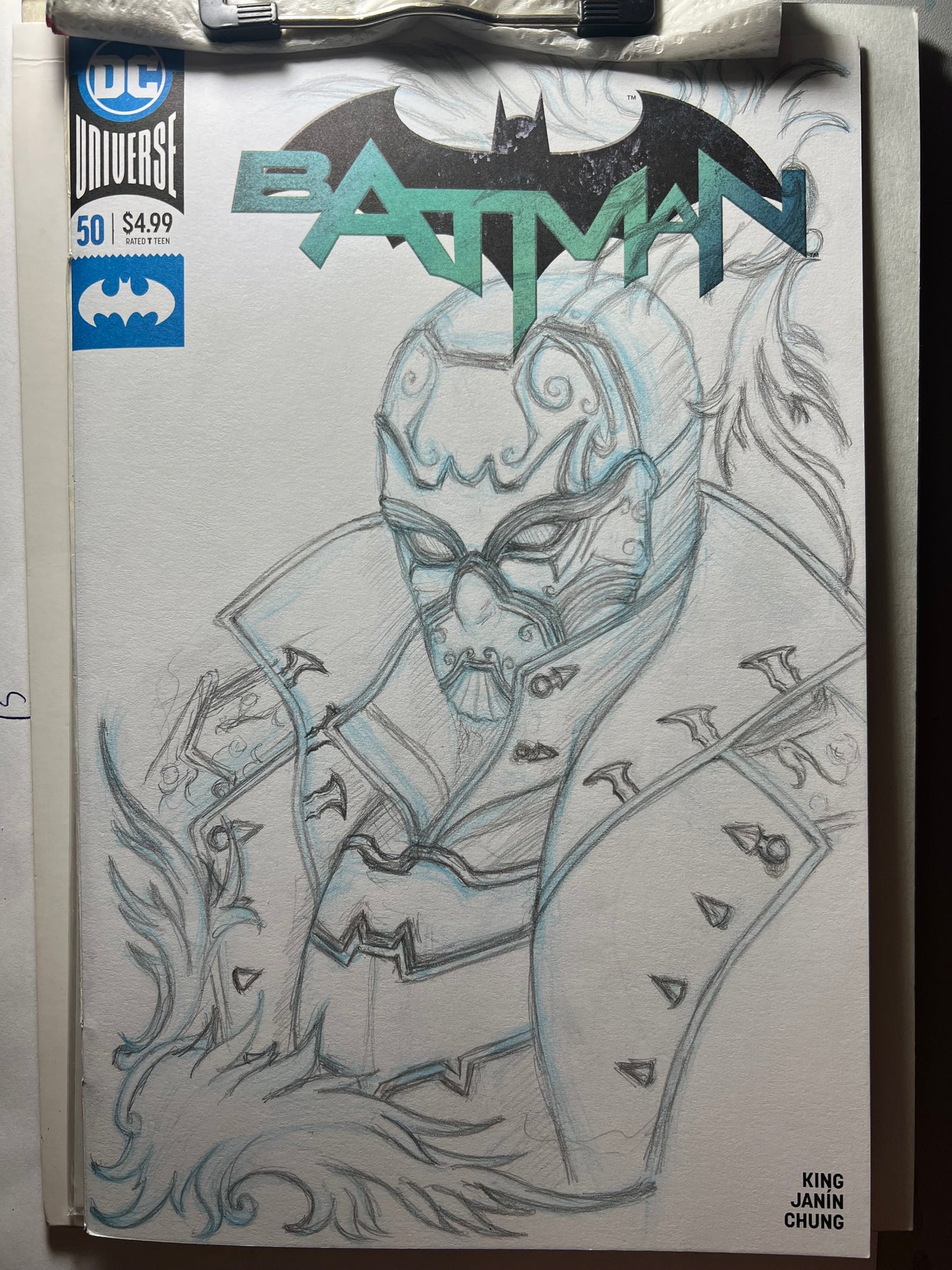 DC Comics Batman #50 blank cover variant with Red Hood drawing