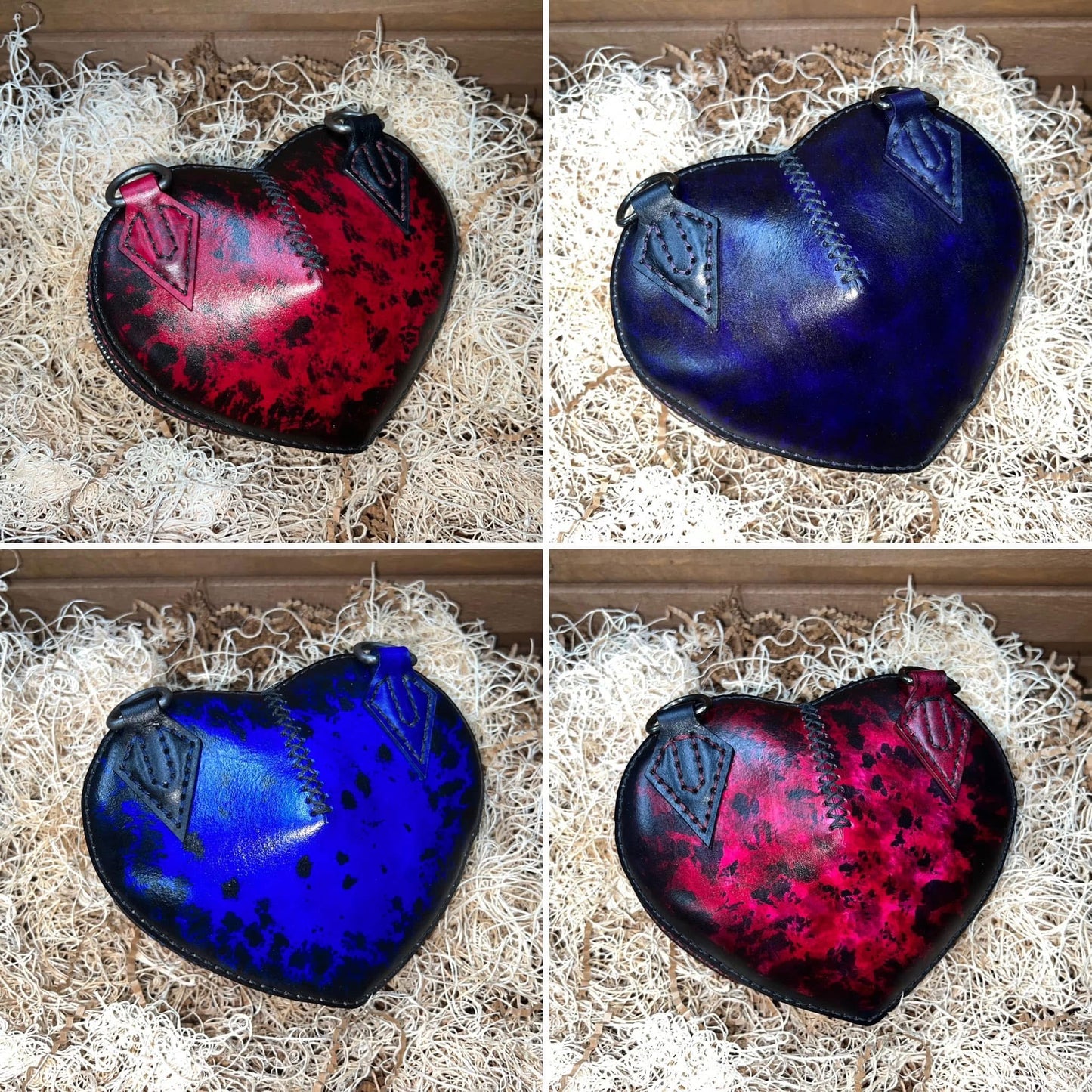 Broken heart leather handbag