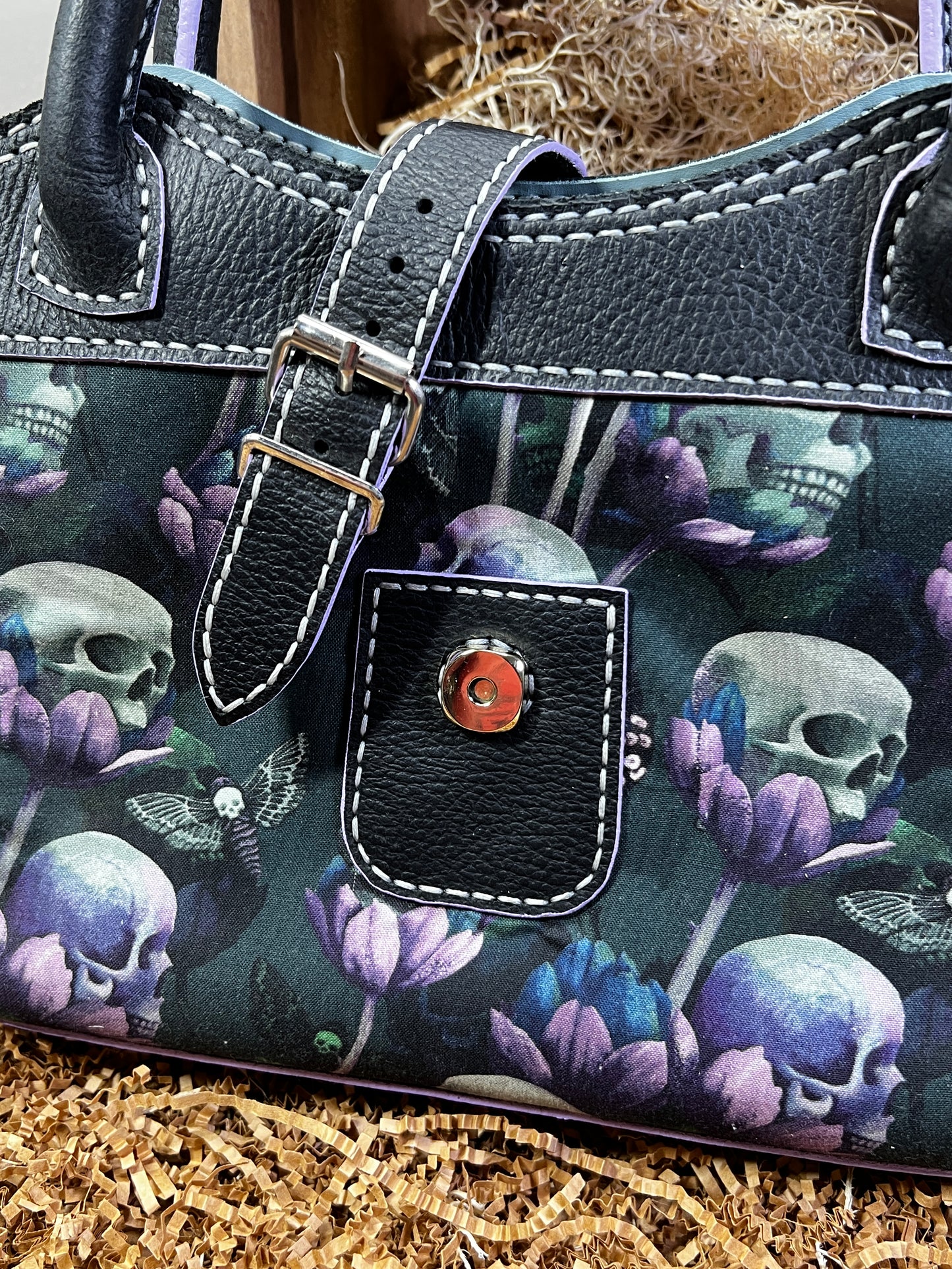 Death's Head Moth leather handbag