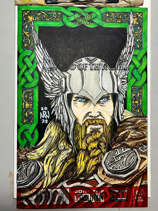 Marvel Comics Thor God of Thunder #1 blank sketch cover variant with Thor drawing