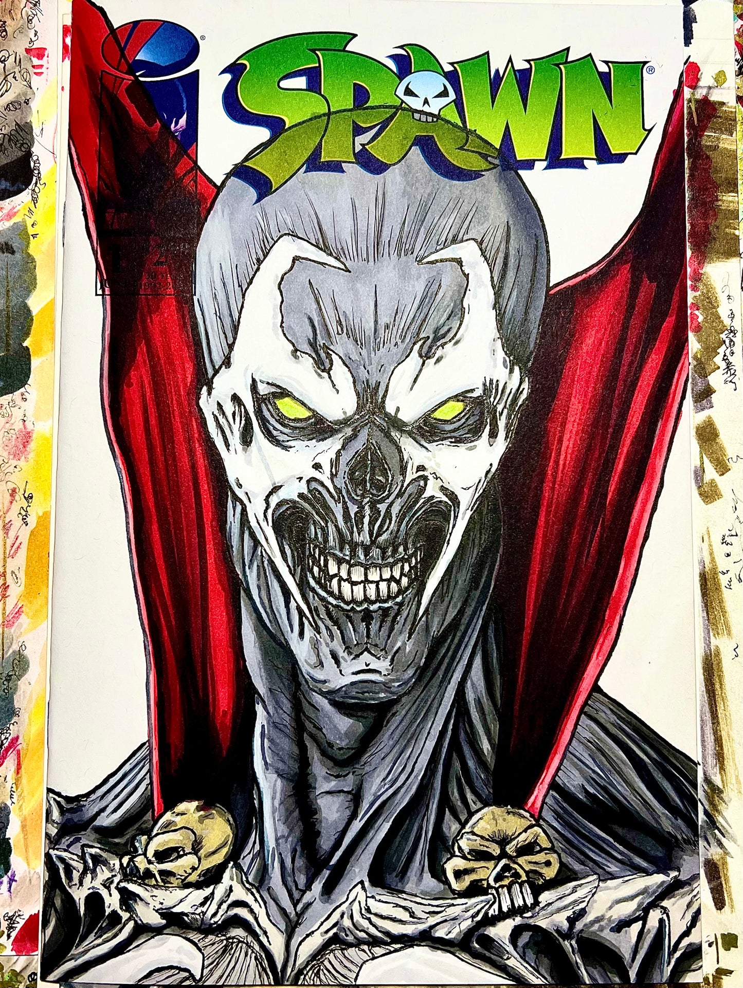 Image Comics Spawn #1 blank cover variant with Spawn drawing