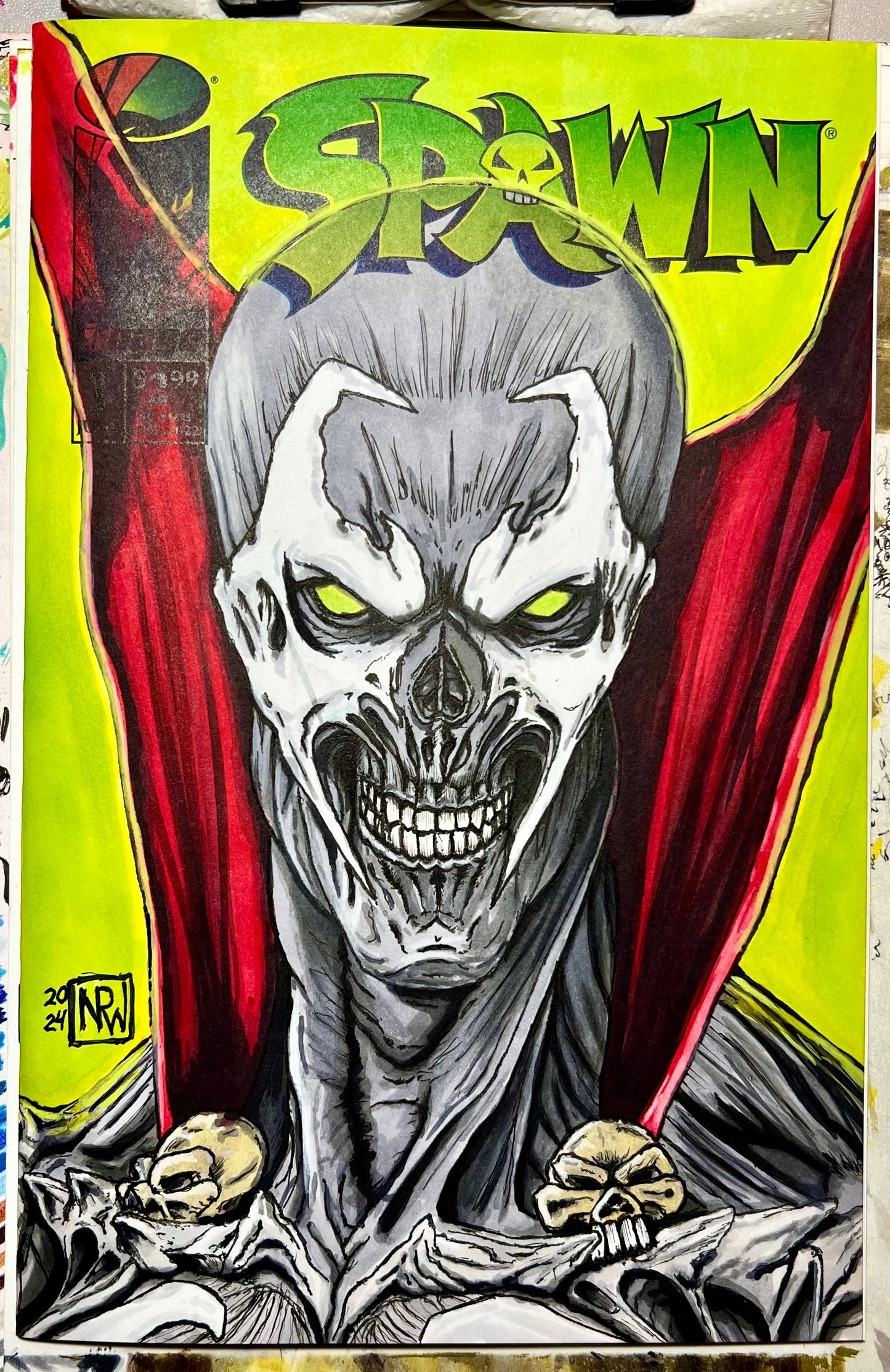 Image Comics Spawn #1 blank cover variant with Spawn drawing