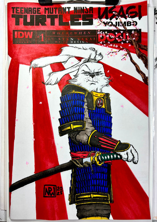 IDW Comics TMNT Usagi Yojimbo #1 blank cover variant with Usagi drawing