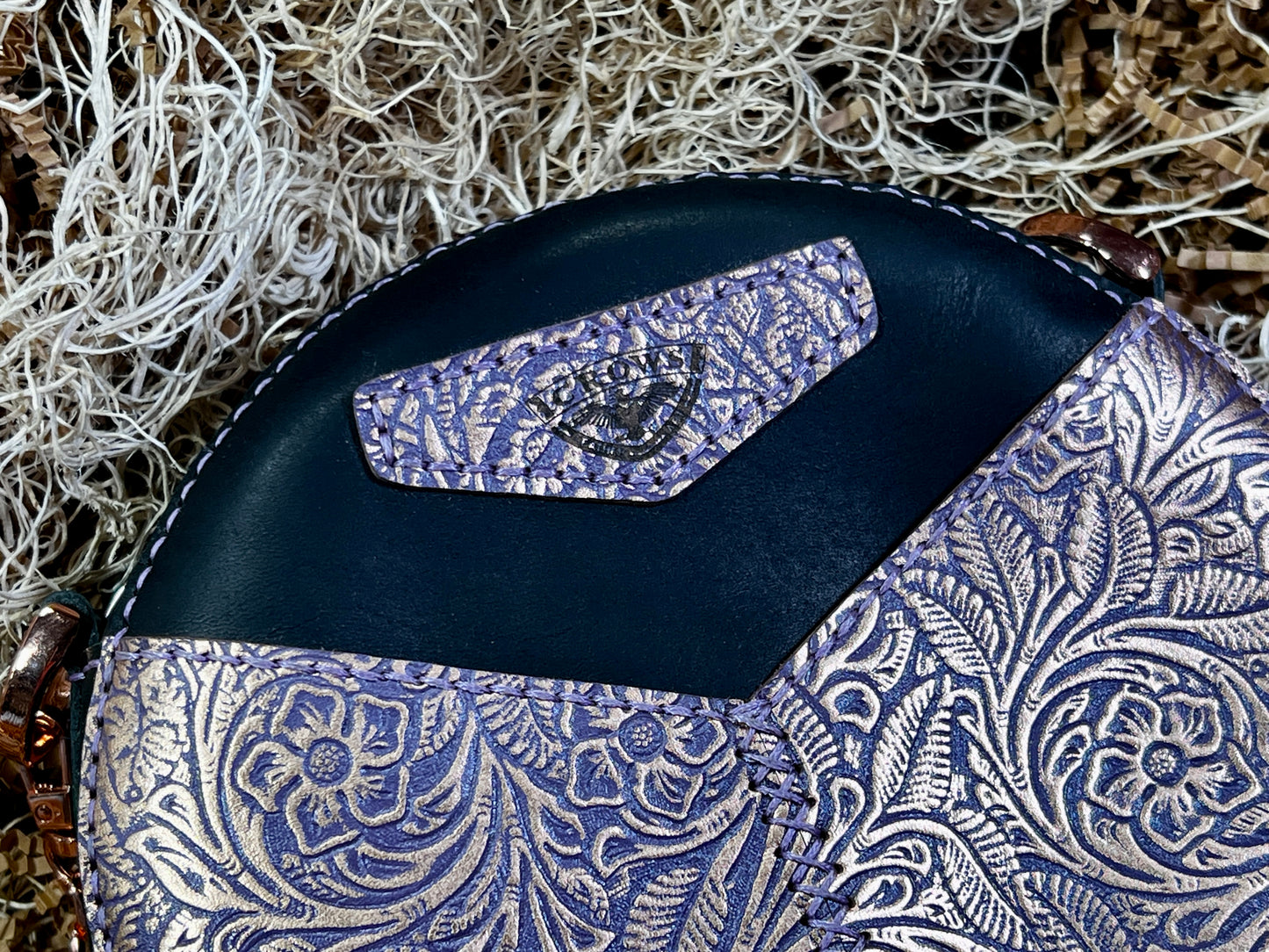 Round Paisley leather purse