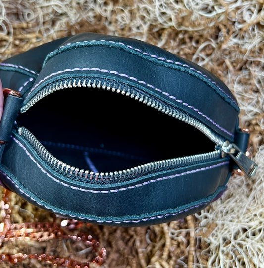 Round Paisley leather purse