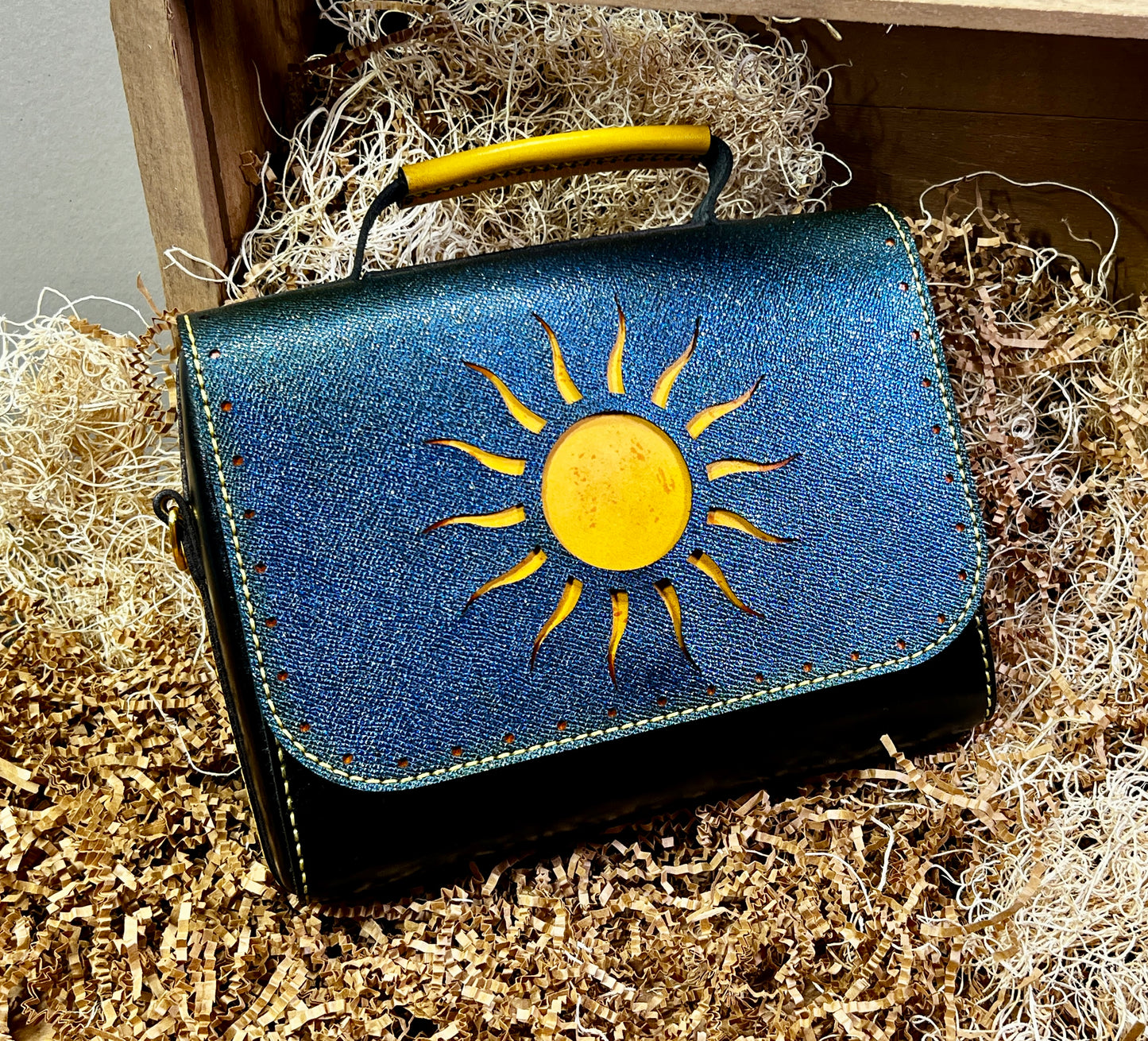Sun and Moon leather handbag