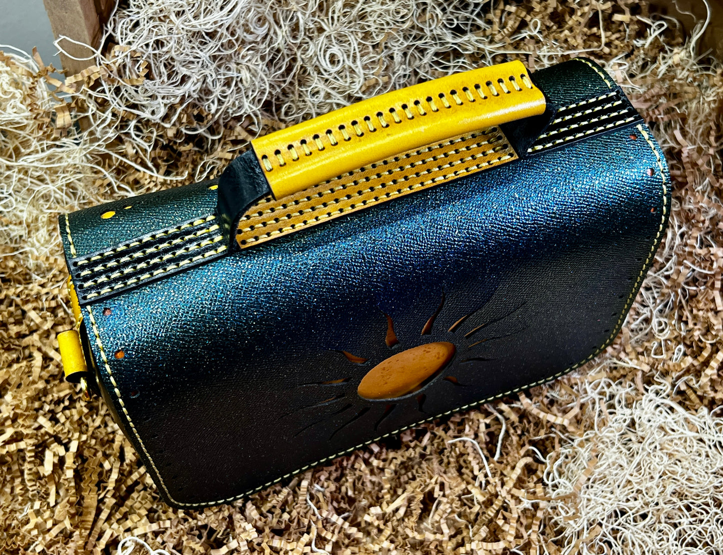 Sun and Moon leather handbag