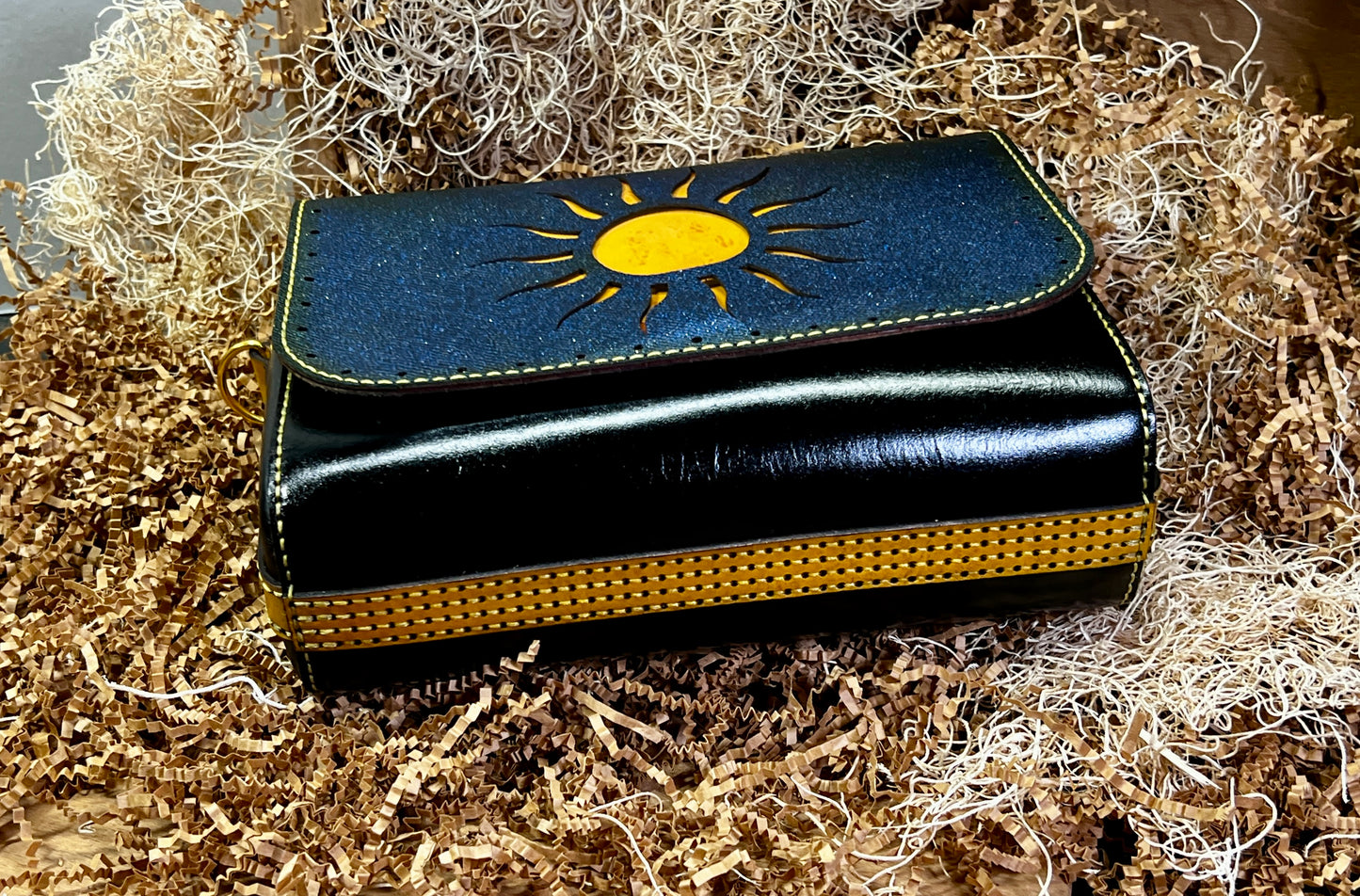 Sun and Moon leather handbag