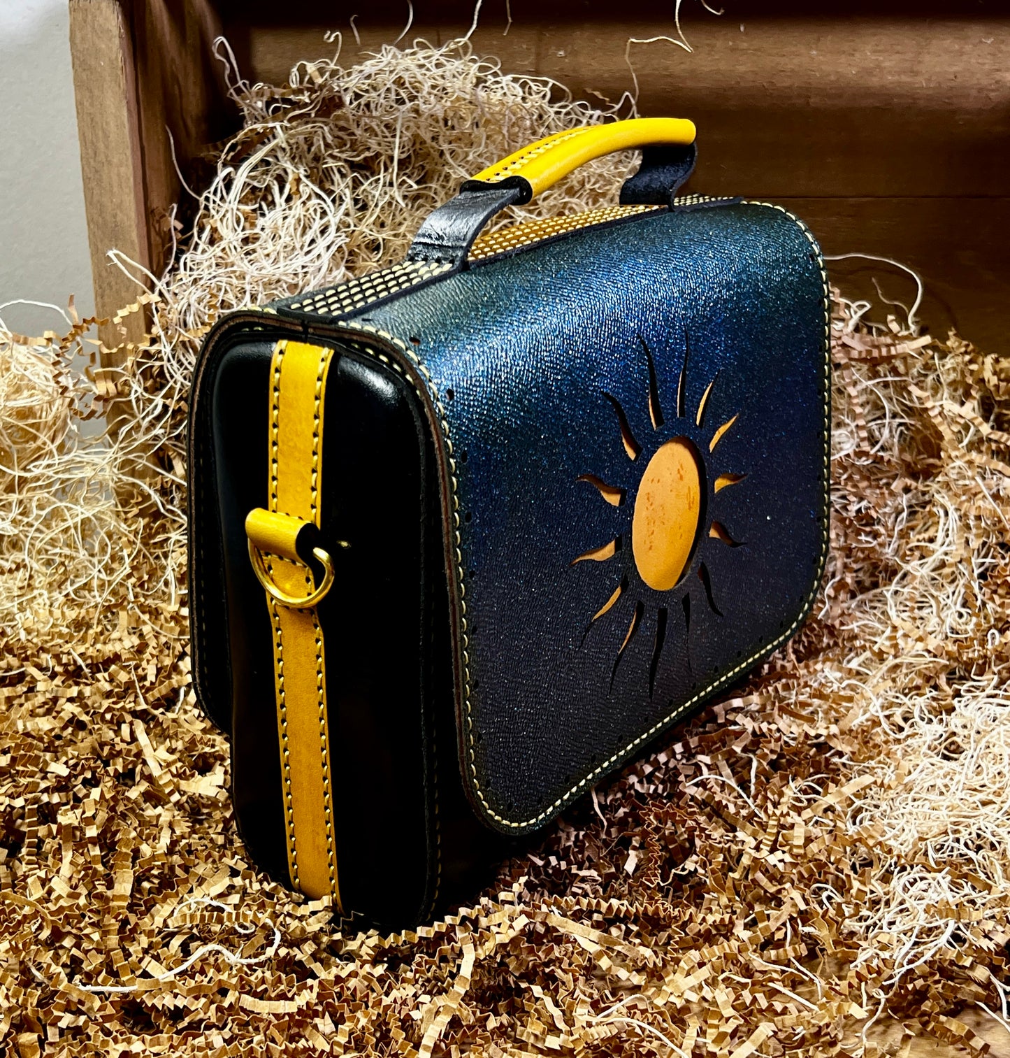 Sun and Moon leather handbag