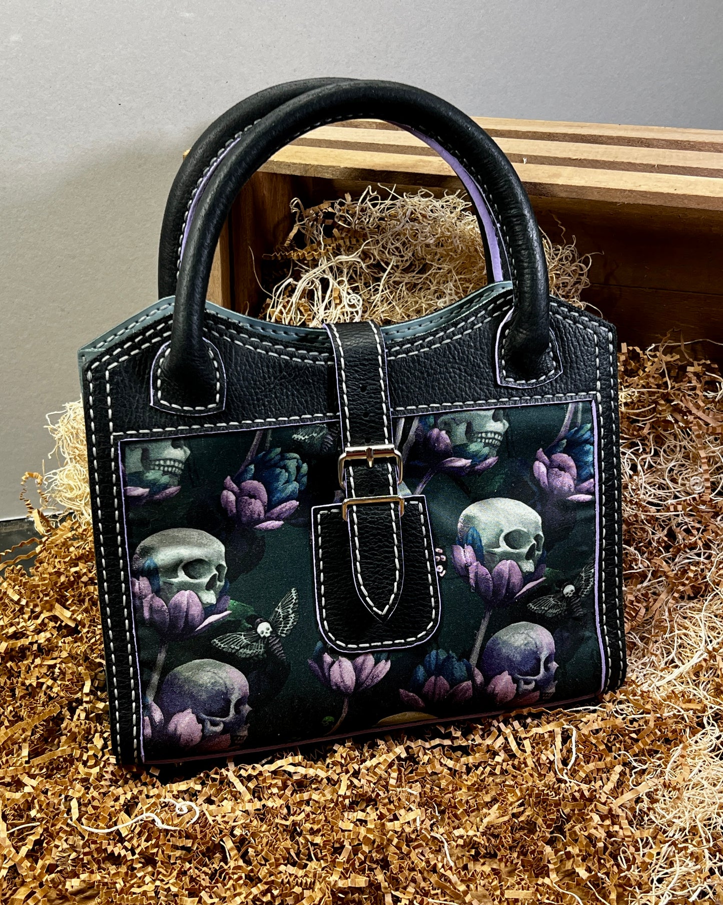 Death's Head Moth leather handbag