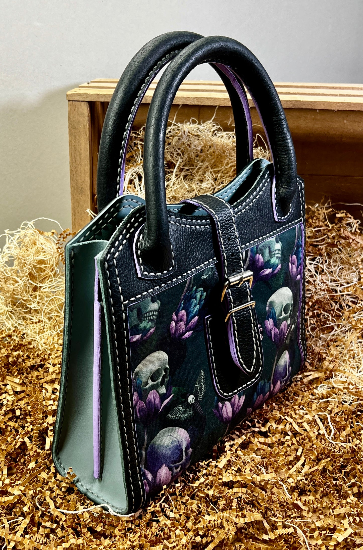 Death's Head Moth leather handbag