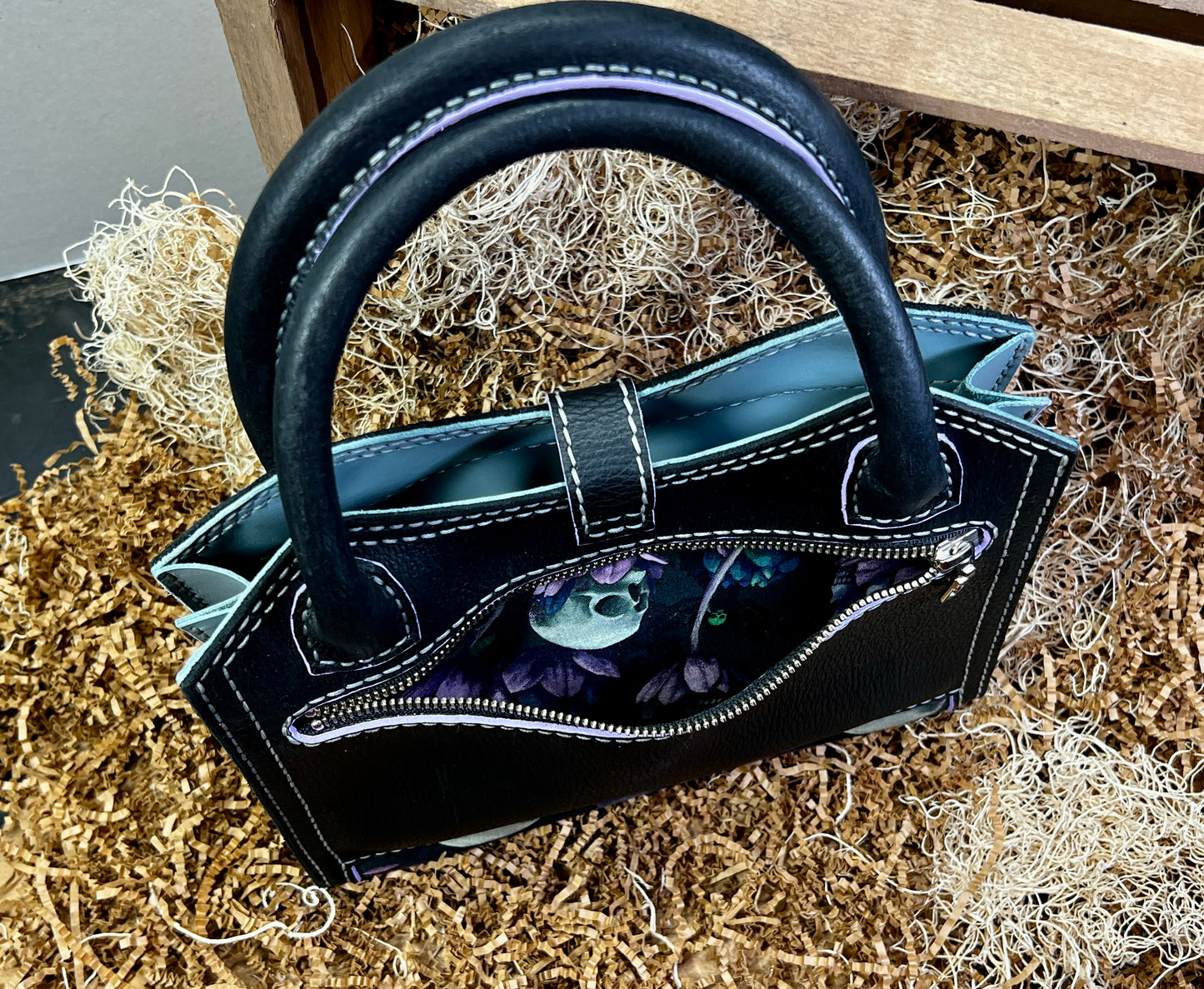 Death's Head Moth leather handbag