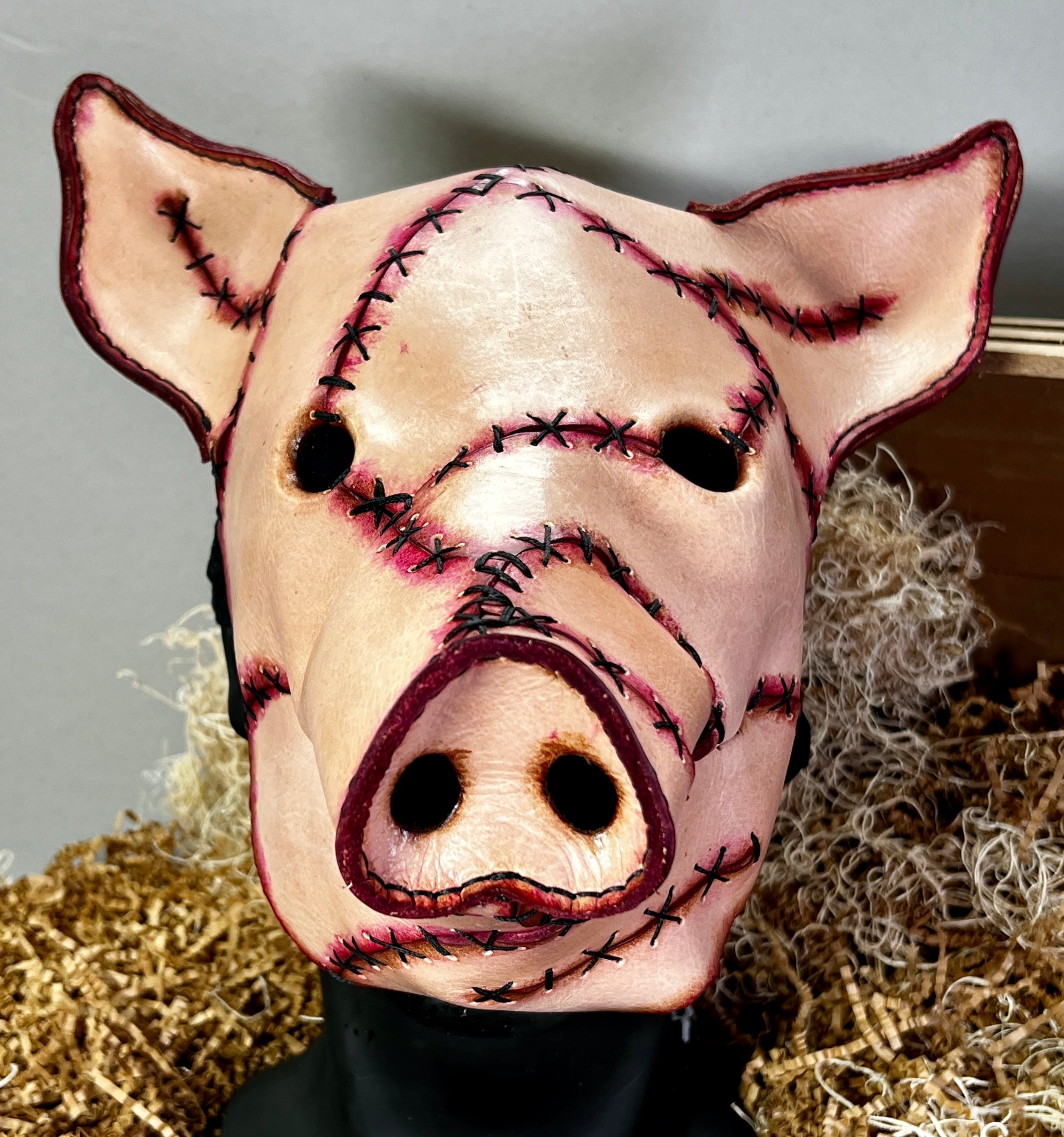 Frankenstein leather horror pig mask – Crows Leather Art