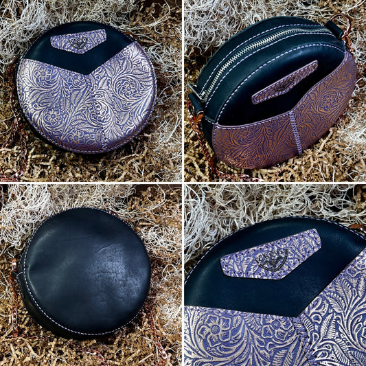 Round Paisley leather purse