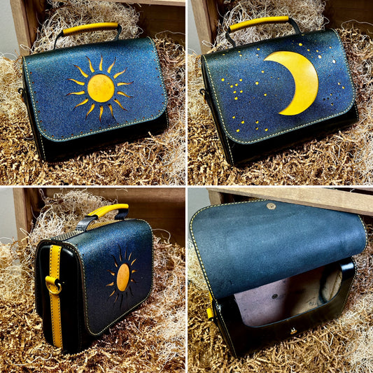 Sun and Moon leather handbag