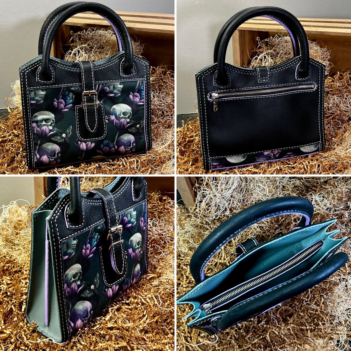 Death's Head Moth leather handbag