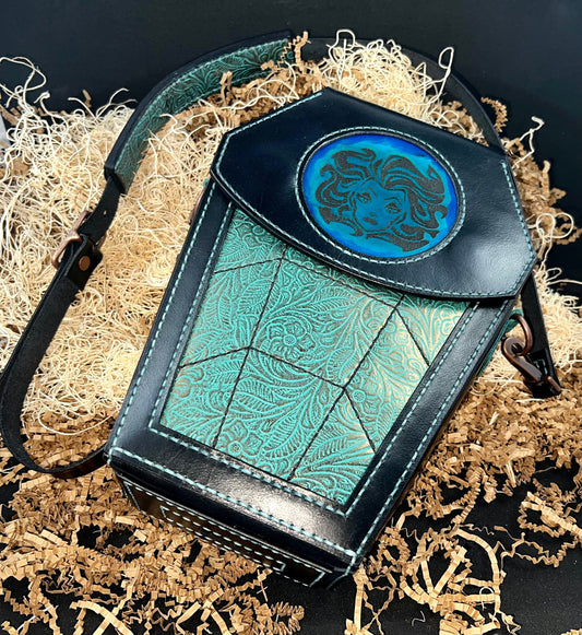 Madam Leota crossbody tombstone leather bag